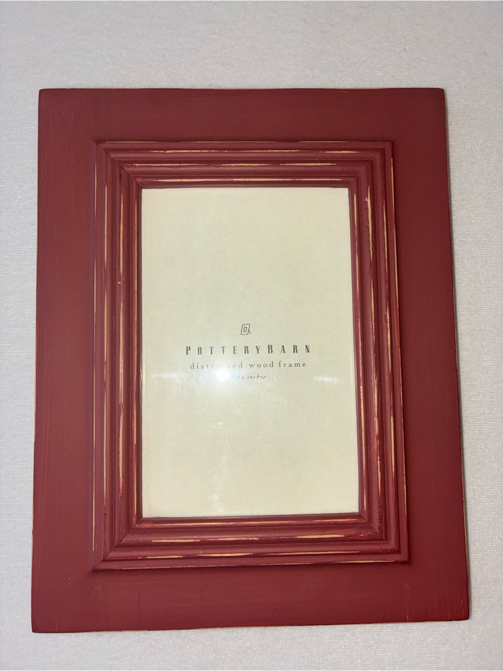 Pottery Barn Distressed Red Wood Picture Frame - Deep Red Finish